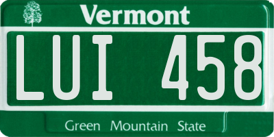 VT license plate LUI458