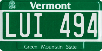 VT license plate LUI494