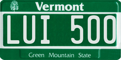 VT license plate LUI500
