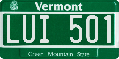 VT license plate LUI501