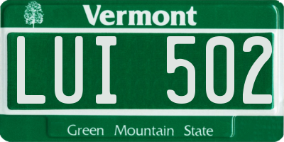 VT license plate LUI502