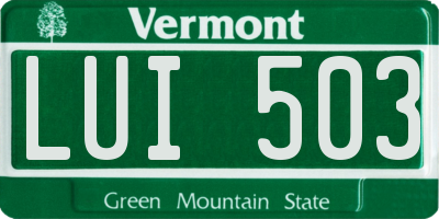 VT license plate LUI503