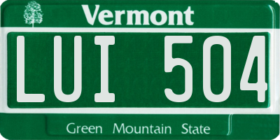 VT license plate LUI504
