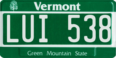 VT license plate LUI538
