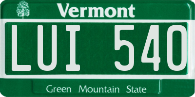 VT license plate LUI540