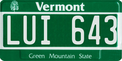 VT license plate LUI643