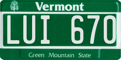 VT license plate LUI670