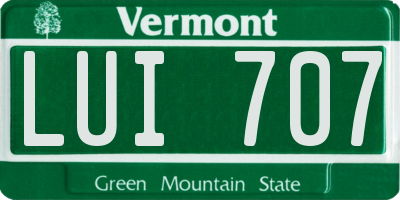 VT license plate LUI707