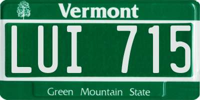 VT license plate LUI715