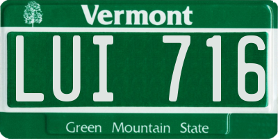 VT license plate LUI716