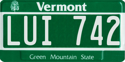 VT license plate LUI742