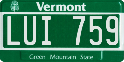 VT license plate LUI759