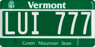 VT license plate LUI777