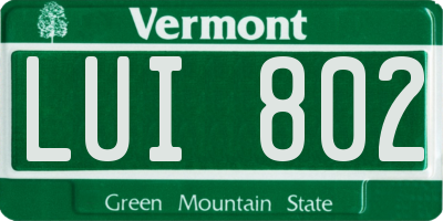 VT license plate LUI802