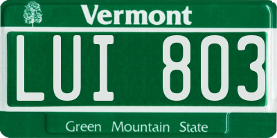 VT license plate LUI803