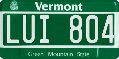 VT license plate LUI804