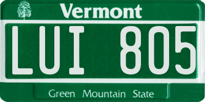 VT license plate LUI805