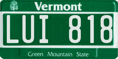 VT license plate LUI818