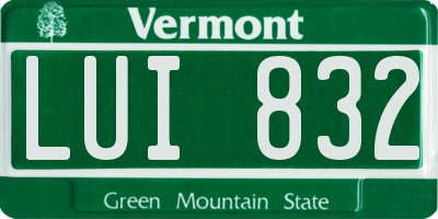 VT license plate LUI832