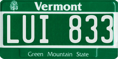 VT license plate LUI833