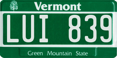 VT license plate LUI839