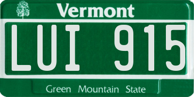 VT license plate LUI915