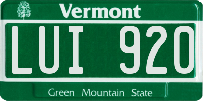 VT license plate LUI920