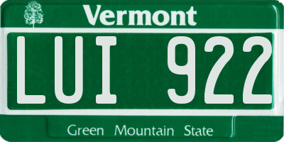 VT license plate LUI922