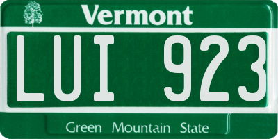 VT license plate LUI923