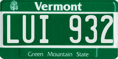 VT license plate LUI932