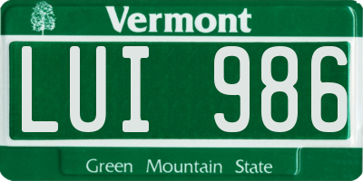 VT license plate LUI986