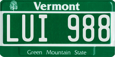 VT license plate LUI988