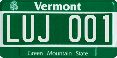 VT license plate LUJ001
