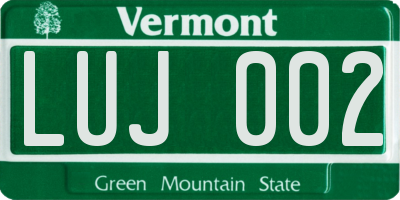 VT license plate LUJ002