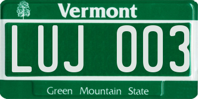 VT license plate LUJ003