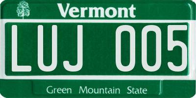 VT license plate LUJ005