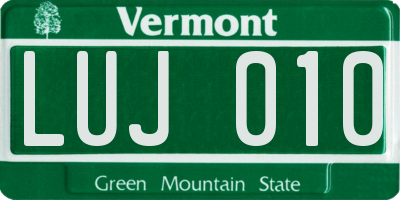 VT license plate LUJ010