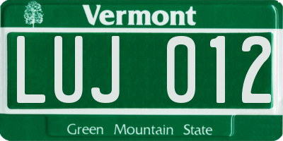 VT license plate LUJ012