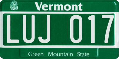 VT license plate LUJ017