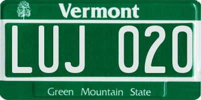 VT license plate LUJ020