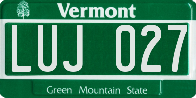 VT license plate LUJ027