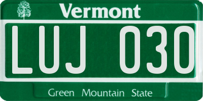 VT license plate LUJ030