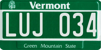 VT license plate LUJ034