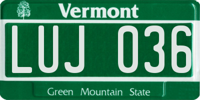 VT license plate LUJ036