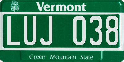 VT license plate LUJ038