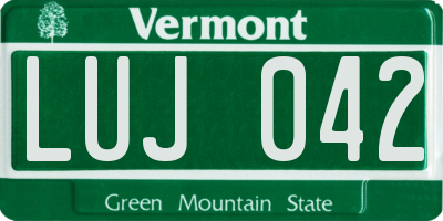VT license plate LUJ042