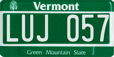 VT license plate LUJ057