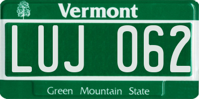 VT license plate LUJ062