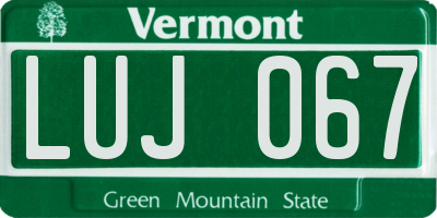 VT license plate LUJ067