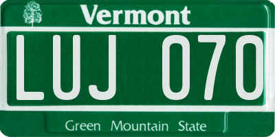 VT license plate LUJ070